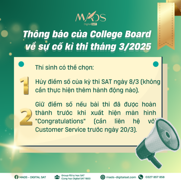 [CẬP NHẬT MỚI NHẤT] THÔNG TIN CHÍNH THỨC CỦA COLLEGEBOARD VỀ SỰ CỐ KÌ THI THÁNG 3/2025