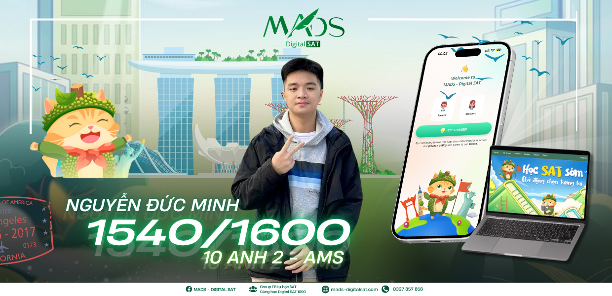 🌟  NAM SINH ANH 2 AMS “CẦM KÌ THI HOẠ” – ẴM TRỌN 1540/1600 DSAT NGAY TRƯỚC GIỜ DIỄN 🌟